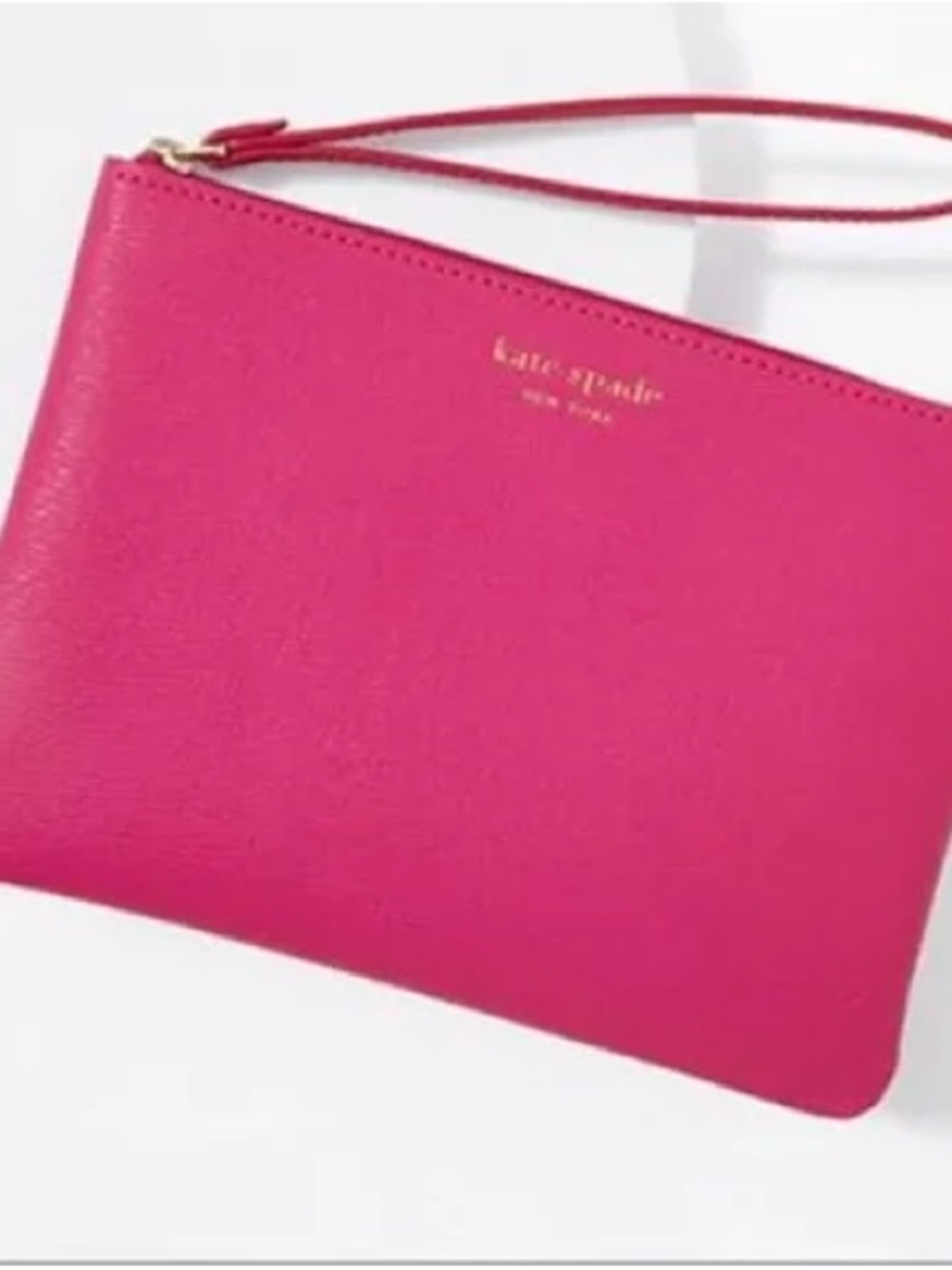 kate spade Fuchsia Pink Wristlet Clutch with Gold Logo
